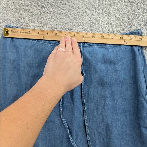 Crazy Horse Denim Maxi Skirt Size 14 Vintage Modest Pockets Side Zip Lightweight - Picture 7 of 13